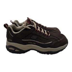 Skechers‎ Work Shoes Womens 9 Brown Choc Slip Resistant 76379 Steel Toe Leather